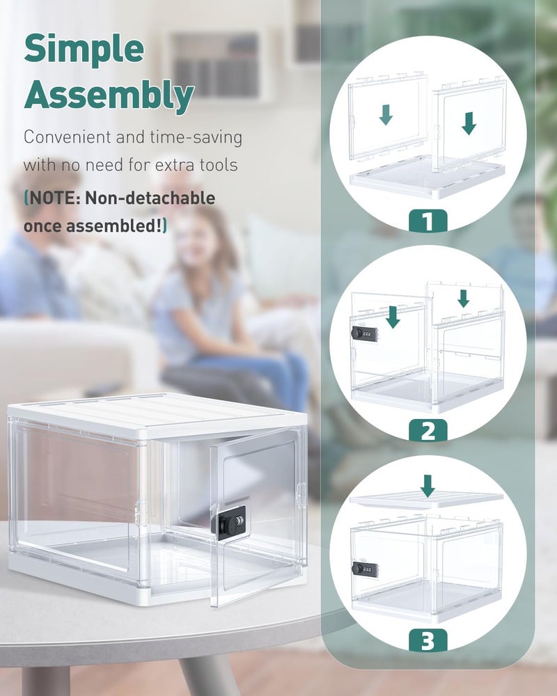 Uniclife Medicine Lock Box with Combination Lock 13 L Large Locking Medication Box Lockable Storage Box for Personal Items Phones Food & Snacks Stackable Fridge Lock Box for Home Office and School - Image 4